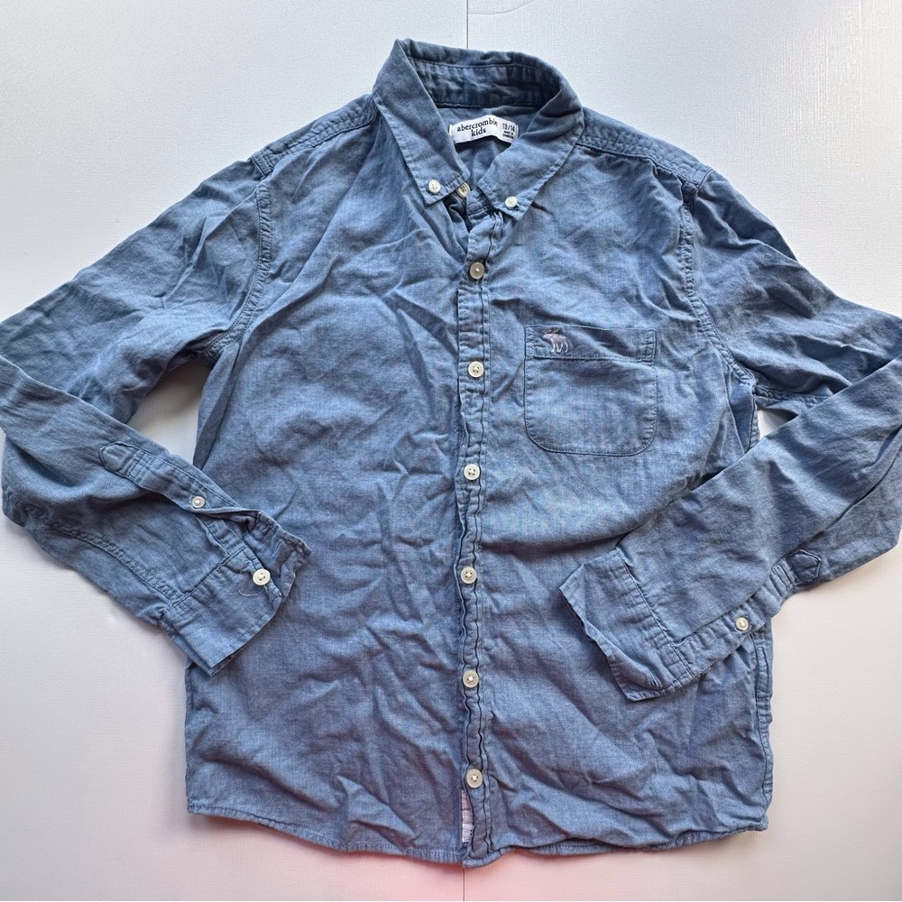 Abercrombie Kids blue denim-style long sleeve button‎ down shirt boys 13/14